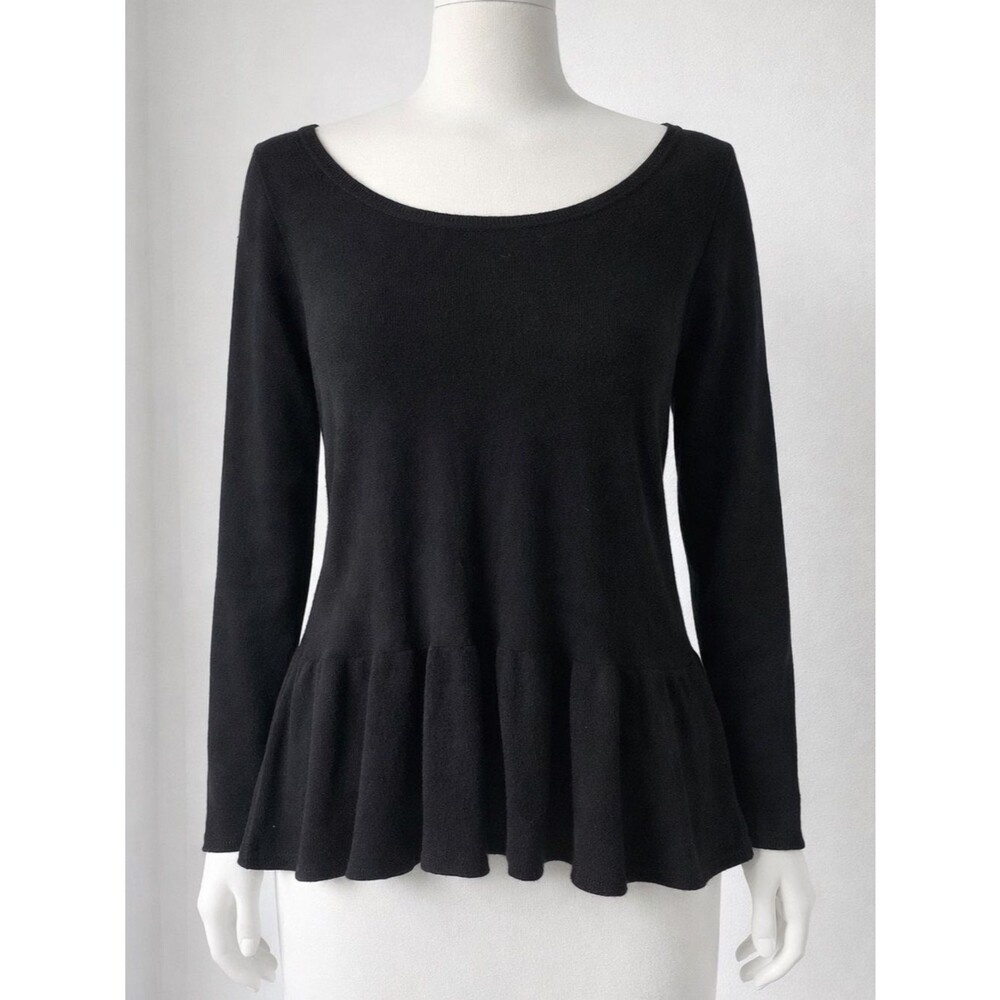 Black Peplum Feminine Grunge Goth Sweater Sleaze Long Sleeve Top Chic XL